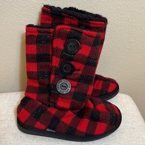 Muk Luks Buffalo Plaid Button Boots
